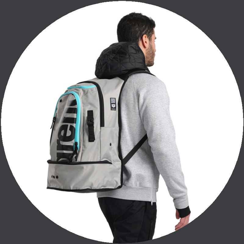 Mochila Deportiva Natacion Arena Fastpack 3.0 - Gris y Celeste — BTU Store