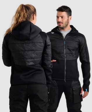 Unisex Team Hooded Half-Quilted Jacket