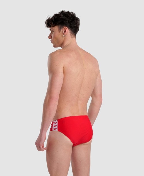 Maillot de Bain Slip Homme ARENA ICONS Rouge Blanc ARENA